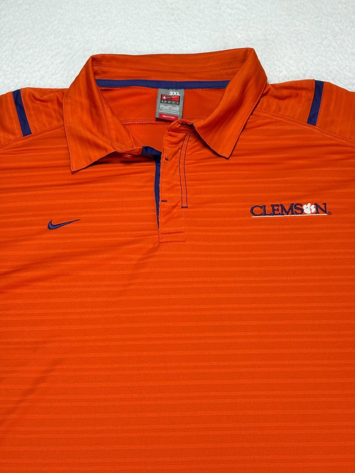 Clemson Tigers Nike Shirt Men 3XL Dri Fit Authentic Polo NCAA Football Shirt