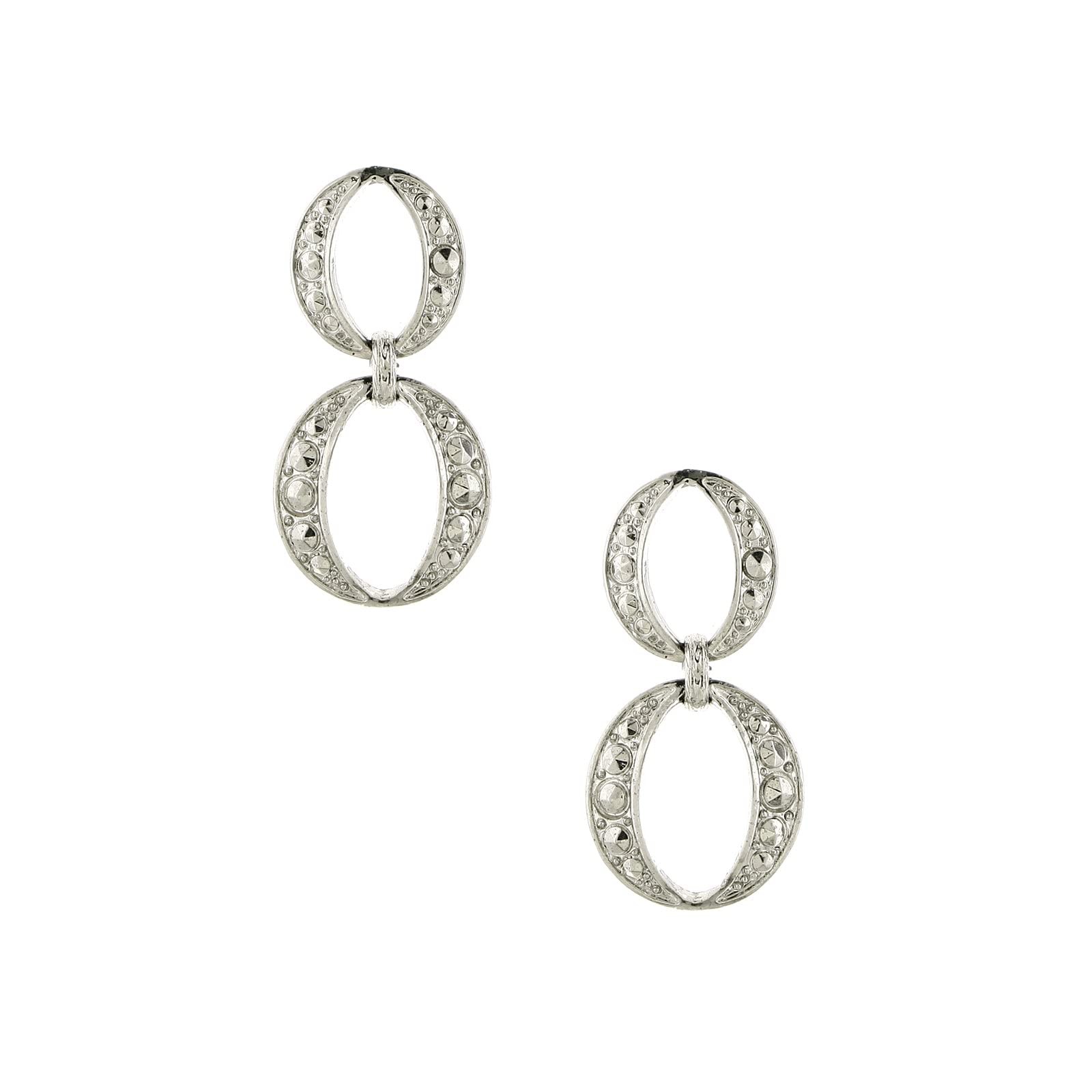 1928 Jewelry Silver Tone Double Drop Earrings