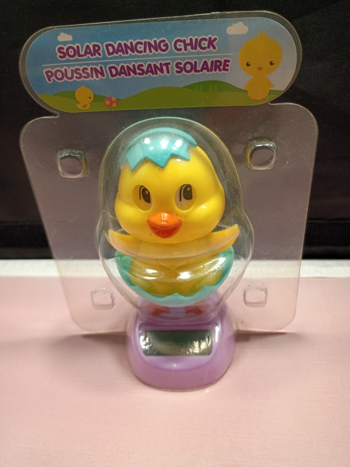 Solar Dancing Yellow Chick On Light Purple Base Easter Home Decor