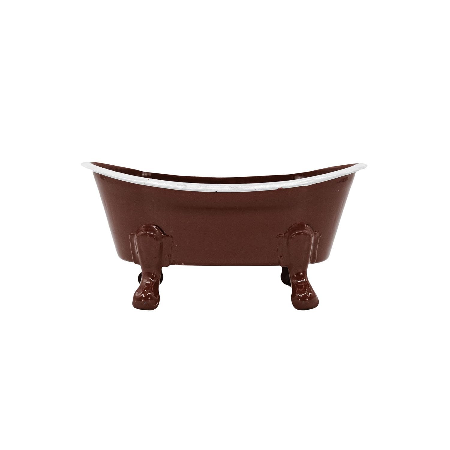 Foreside Red Enamel Bathtub Soap Dish Planter Metal Decor