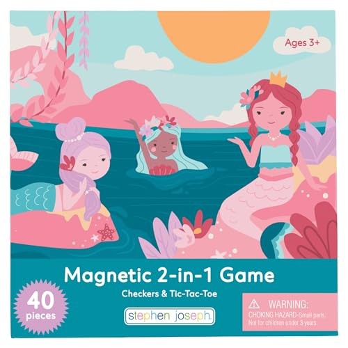 Stephen Joseph Mermaid Magnetic Checkers & Tic-Tac-Toe Travel Set 40pc