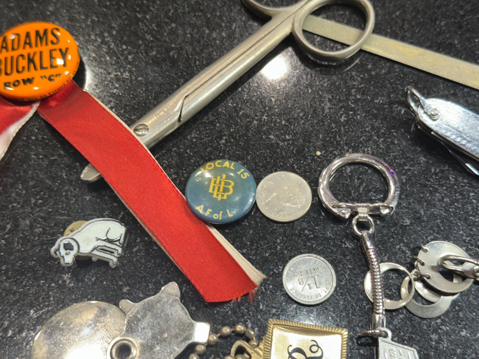 Antique Junk Drawer Pinback Lot Etc Pocket Knife Original Button Pin