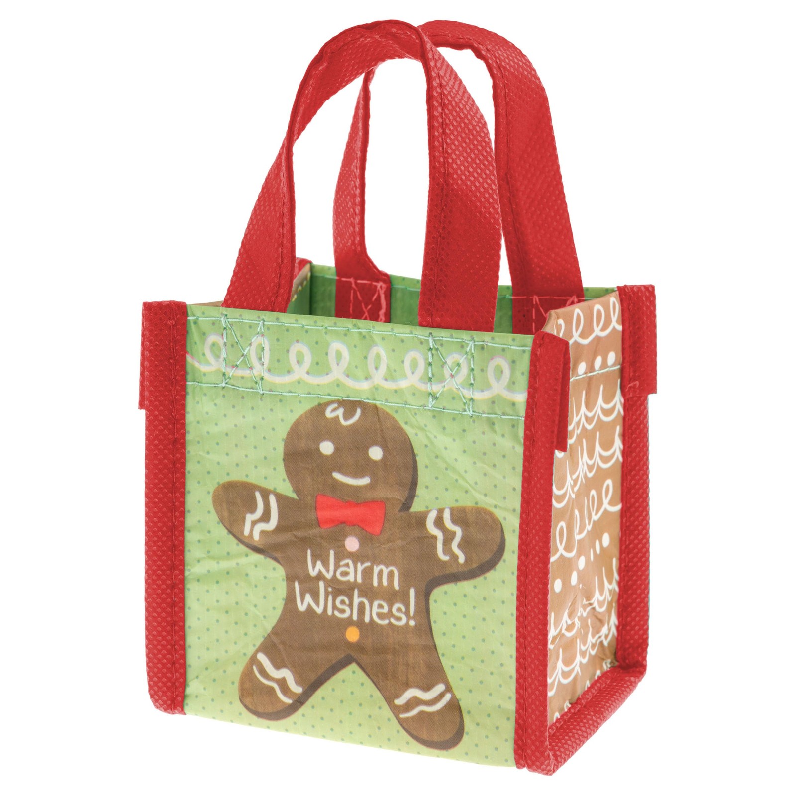 Karma Holiday Reusable Gift Bag, Gingerbread Tiny, RPET Tote with Handles