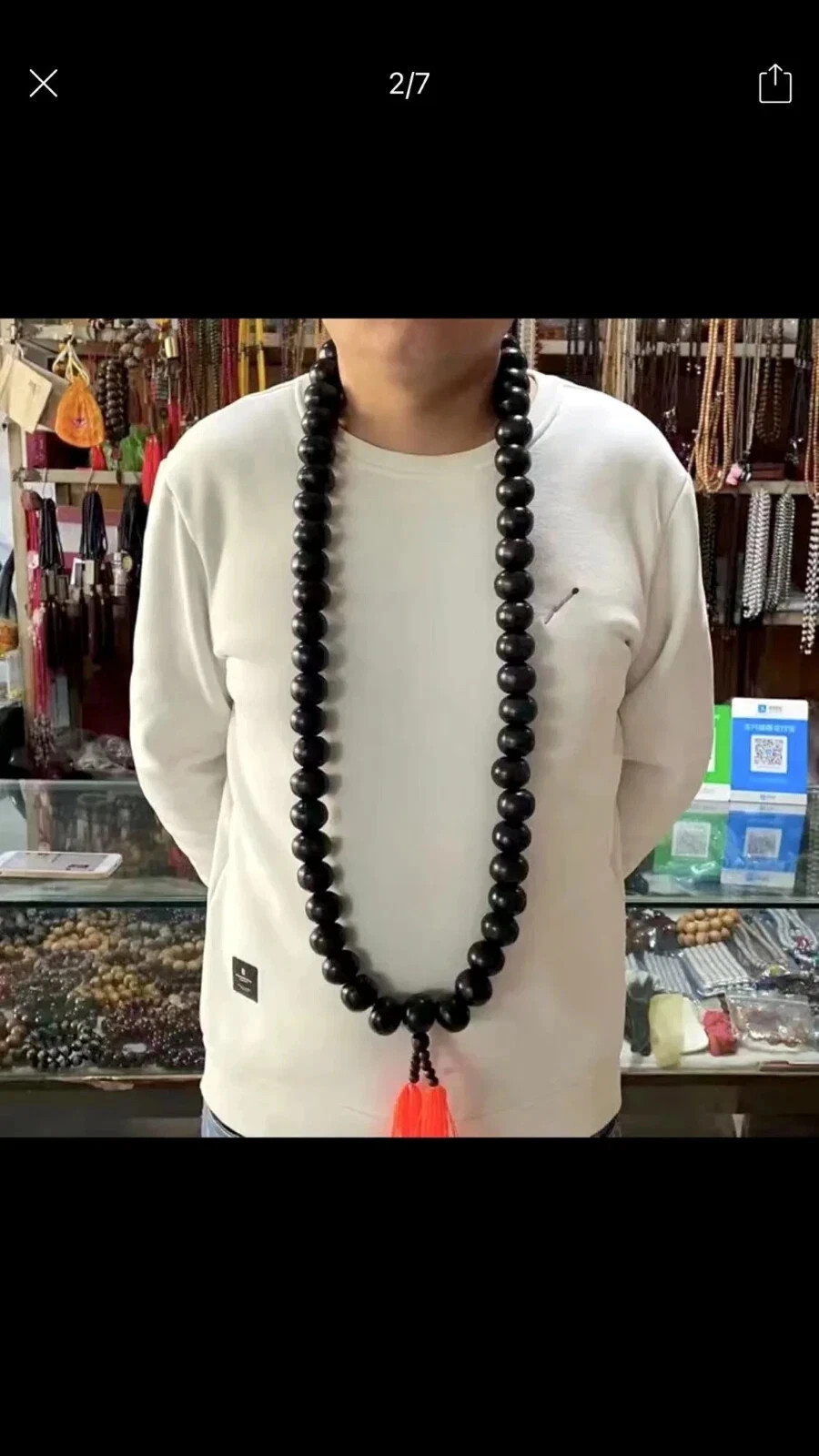 30mm 54 Shaolin Buddha Monk Prayer Mala Black Beads Necklace Kung Fu