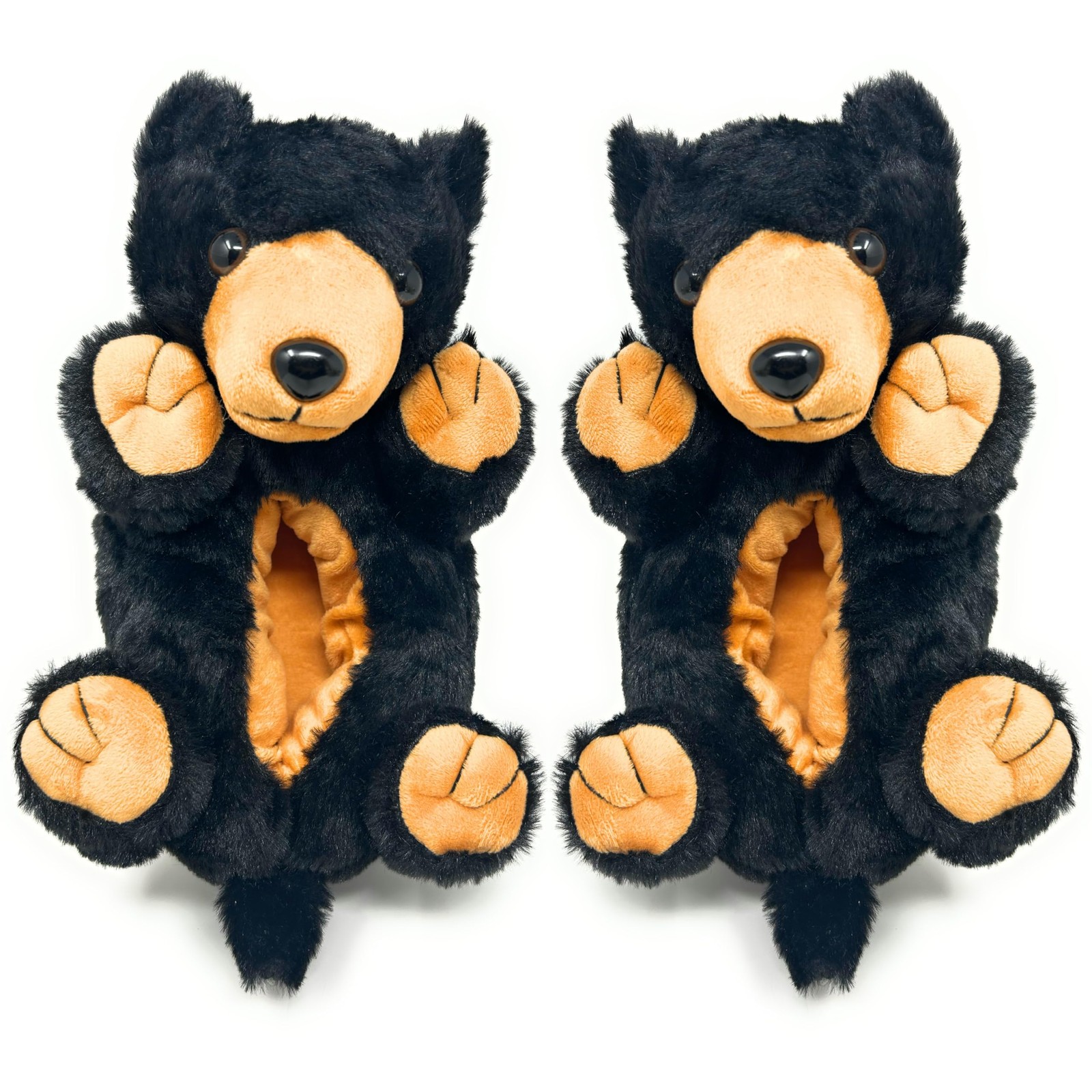 Ooohyeah Women’s Fuzzy Animal Slippers Cute Cozy Non-Slip Black Bear M