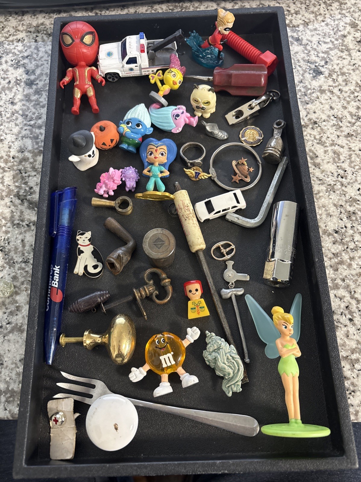 Vintage junk drawer lot items advertising Smalls Toys Older As Shown Lot#1934x