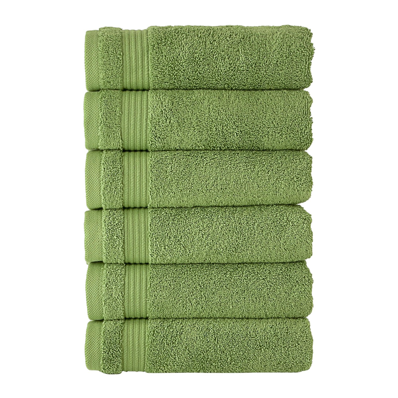 Classic Turkish Towels 6 Pc Hand Towels Set 100% Cotton 16×27 Green