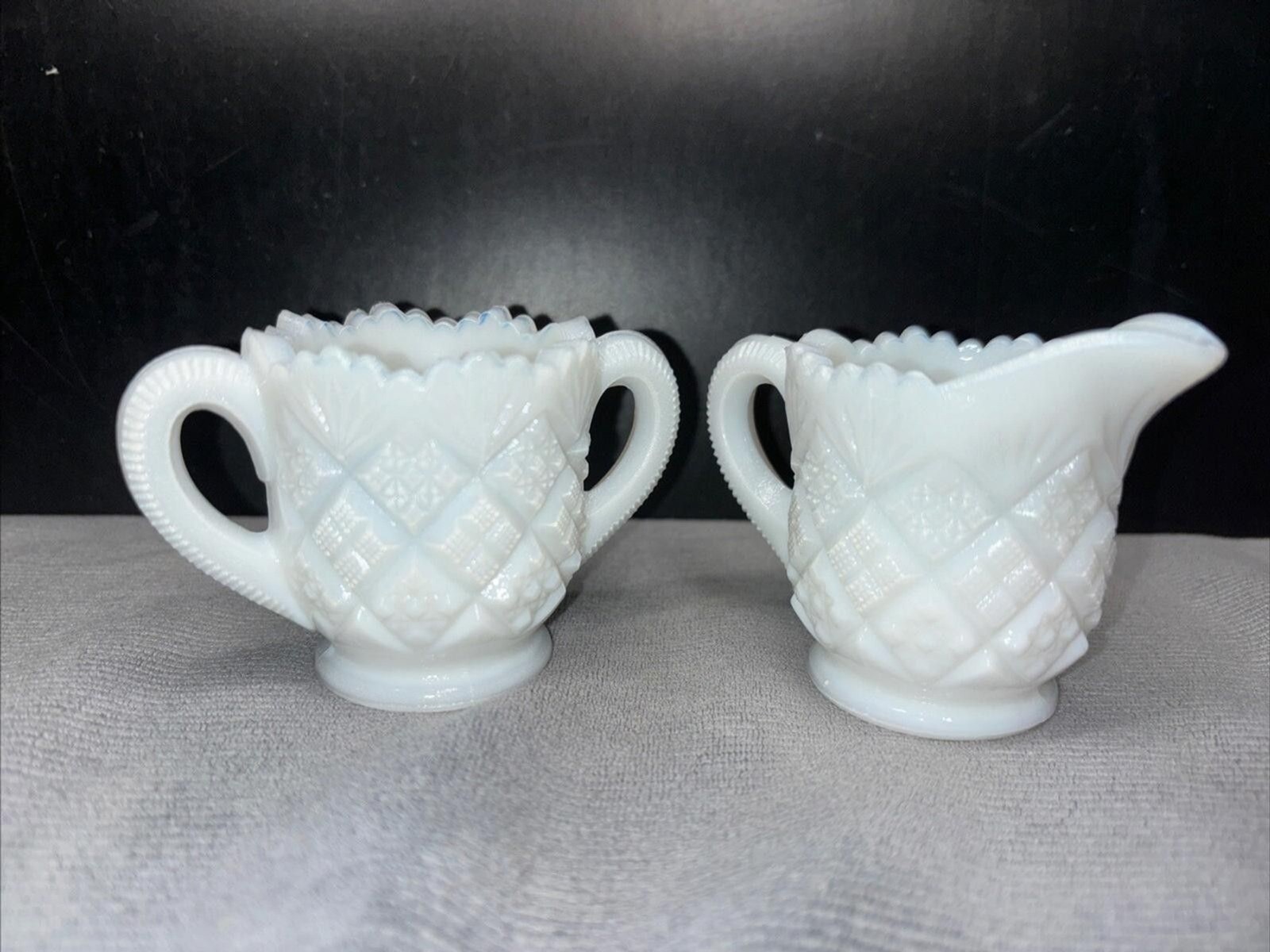 Vintage Westmoreland Thumbelina Miniature Milk Glass Creamer And Open Sugar