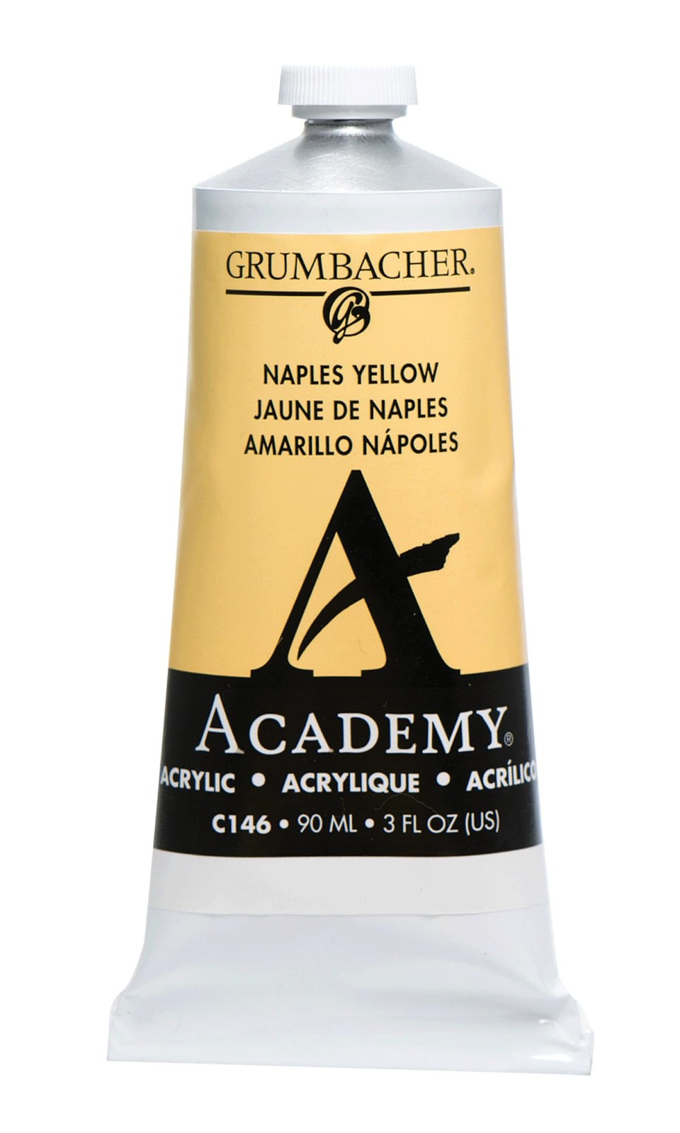 Grumbacher 90-ml Metal Tube Academy Acrylic Paint, Gloss, Naples Yellow