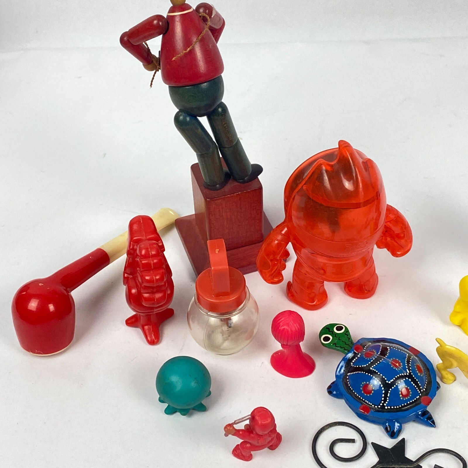 Vintage Junk Drawer Toy Lot W. Germany Wood Doll Jointed Sonic Nemo 15 Pieces