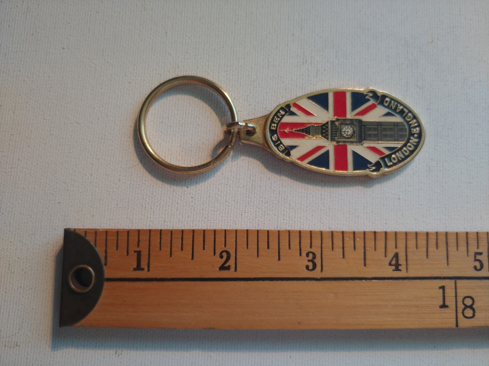 * 80S LONDON UK BRITAIN BIG BEN CLOCK TRAVEL SOUVENIR KEYCHAIN RING METAL *