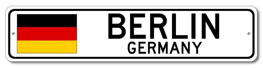 Berlin Germany Flag Street Sign Metal Bar Pub Wall Decor Novelty 4×18