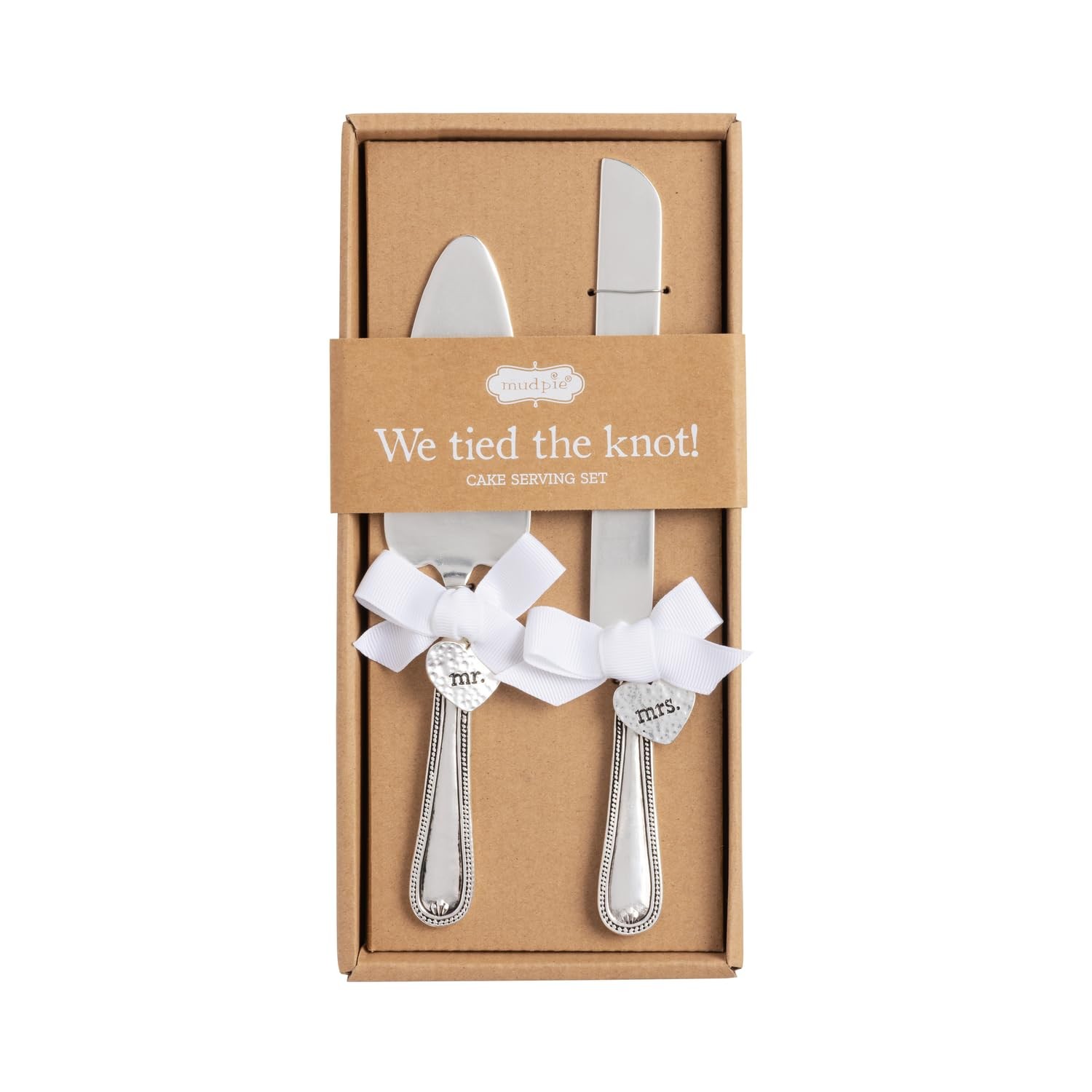 Mud Pie Silver Metal Wedding Charm Cake Serving Set