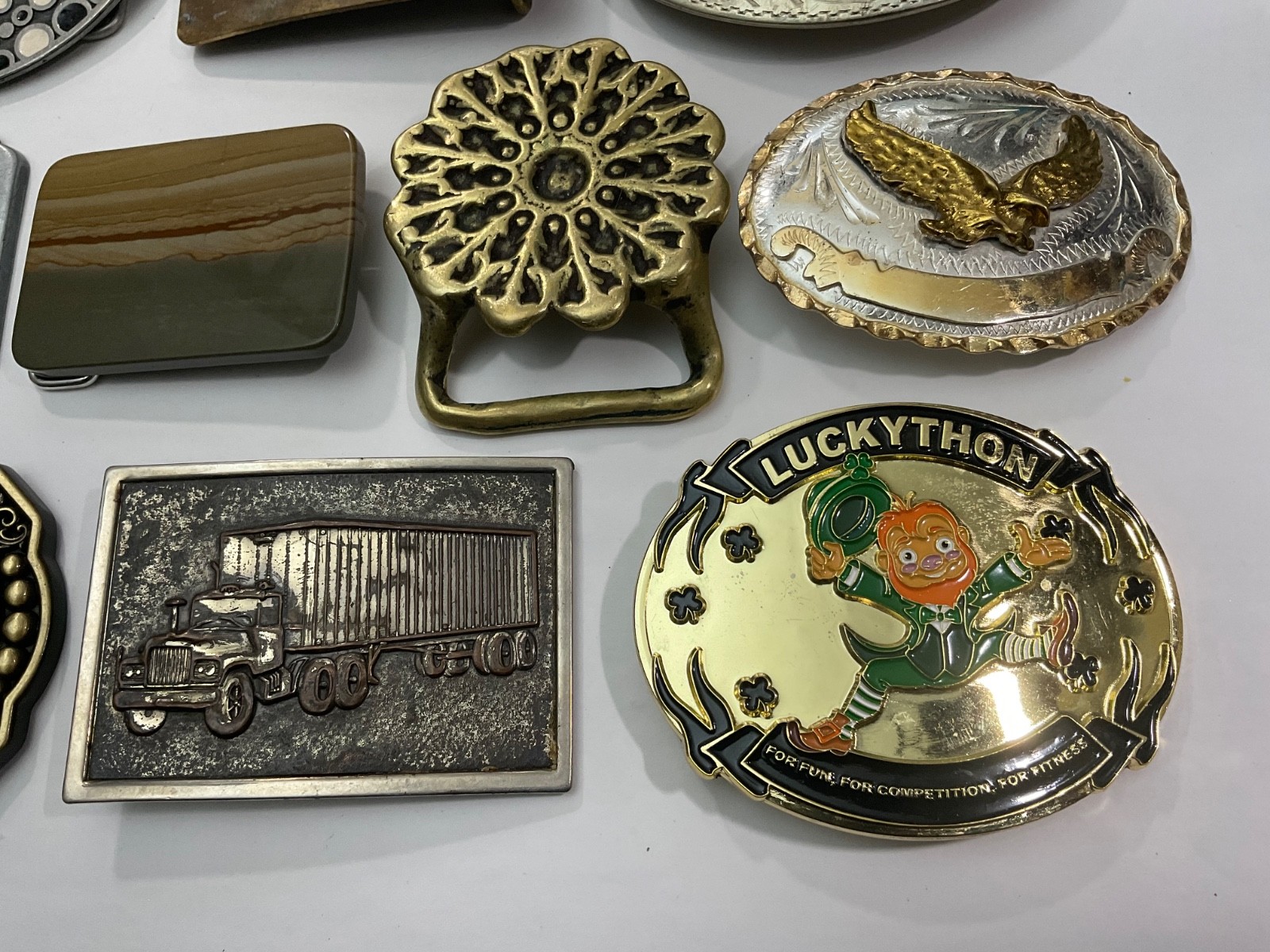 Junk Drawer Lot 10 Belt Buckles Solid Brass Jim Beam Vintage Mixed Lot Retro