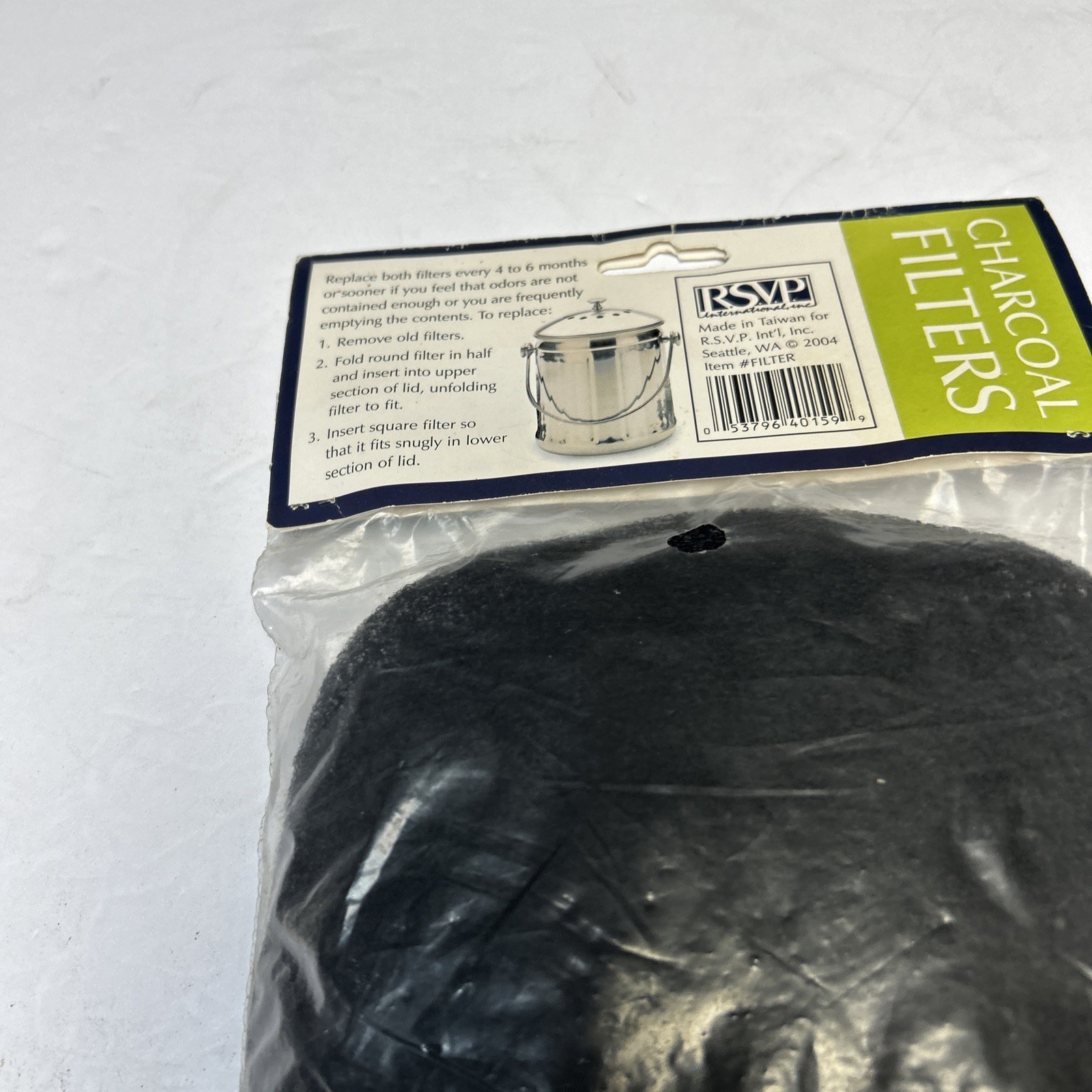 RSVP Kitchen Compost Replacement Filters 1/2 Gallon Charcoal Pail-SM 2 Sets
