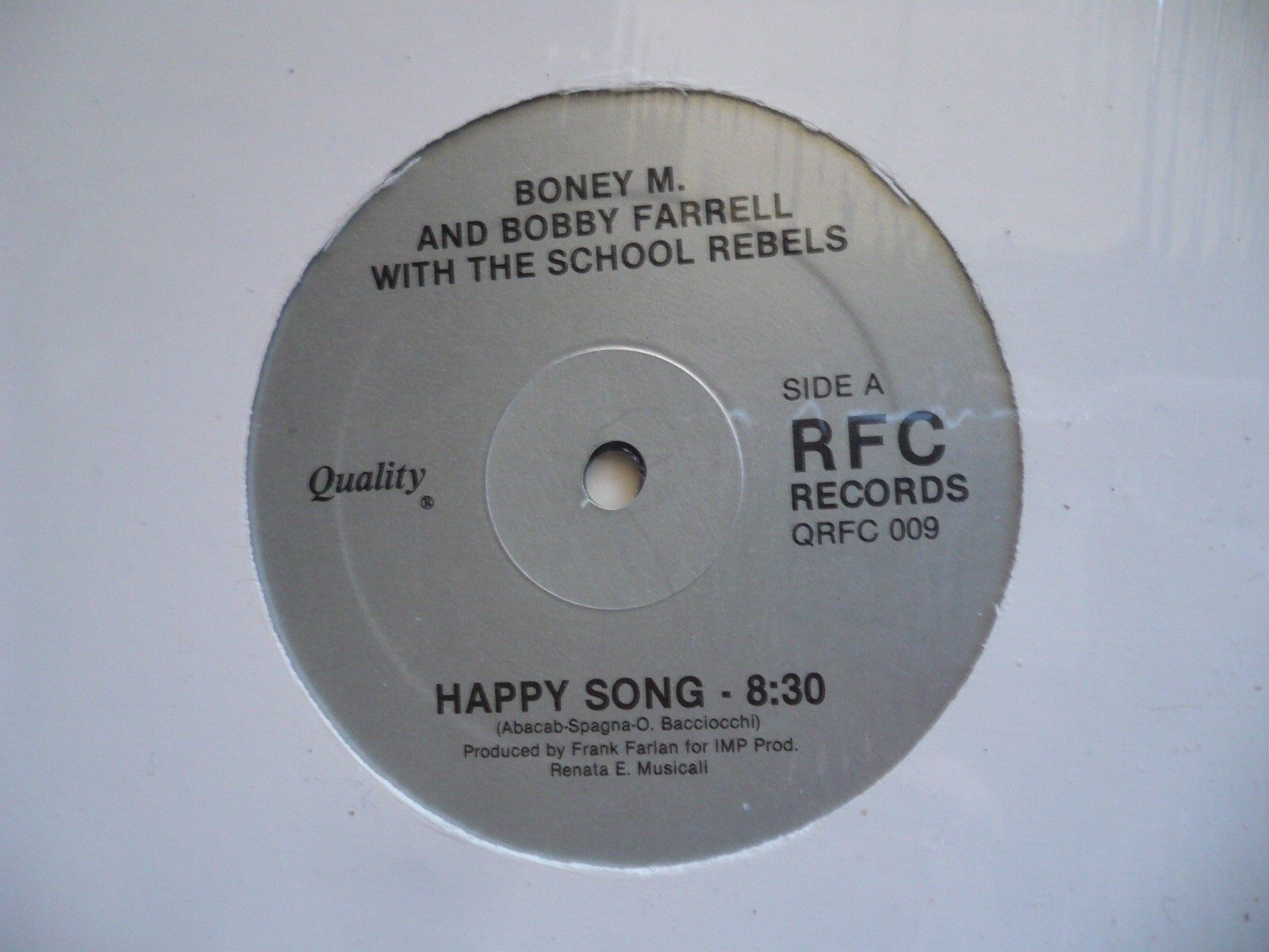 VINYL RECORD, RARE 12″, BONEY M, BOBBY FARRELL, RFC RECORDS QRFC009, Happy Song