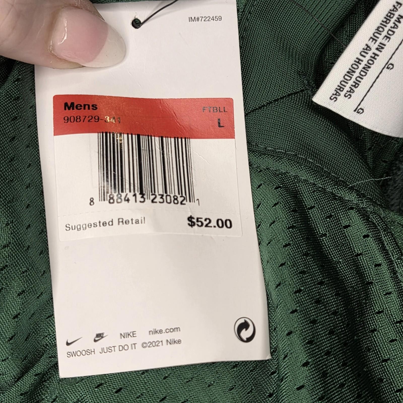 Nike Football Jersey Men Large Plain Green New With Tags