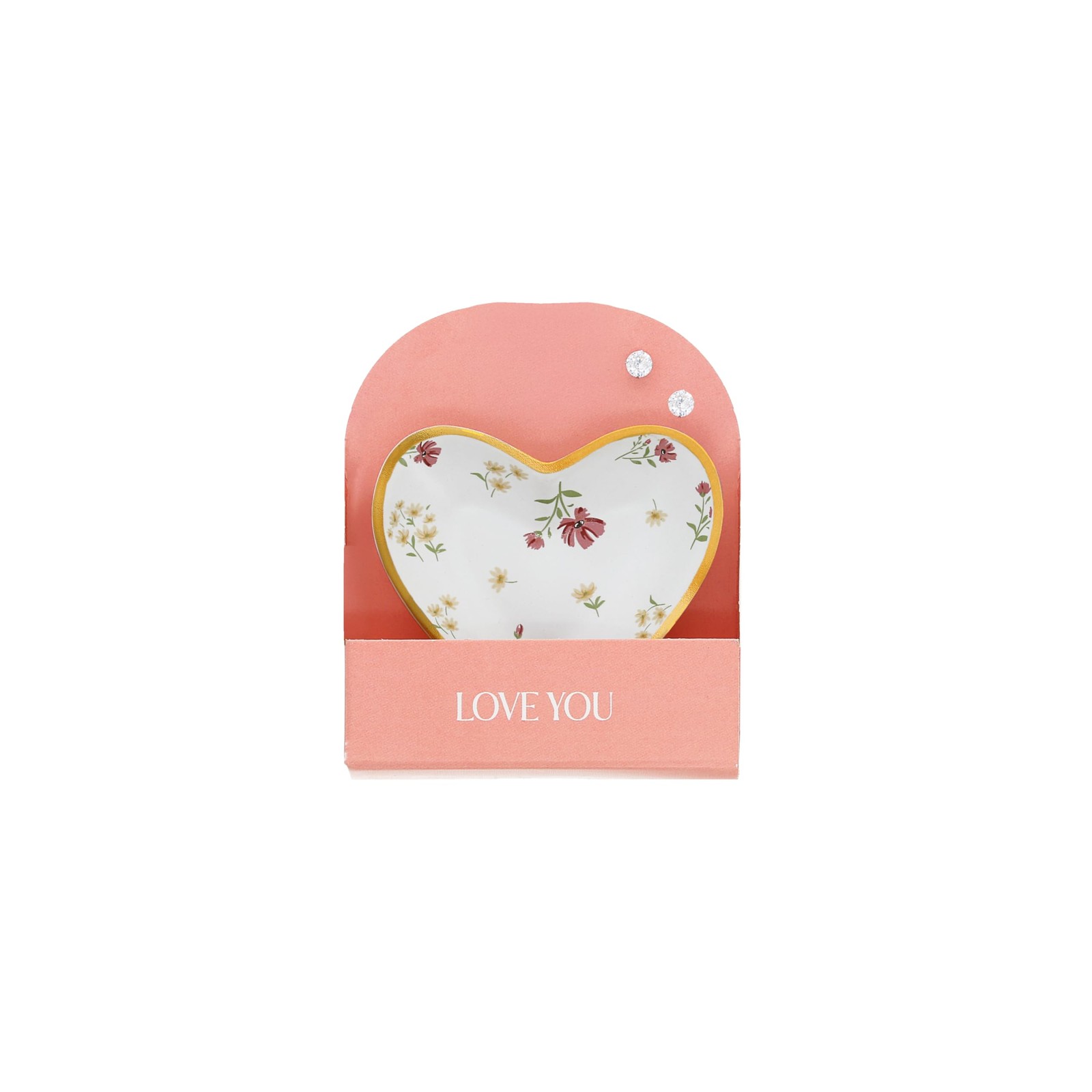 Pavilion Love You 2.5″ Ceramic Trinket Dish Jewelry Holder Floral Gift Set