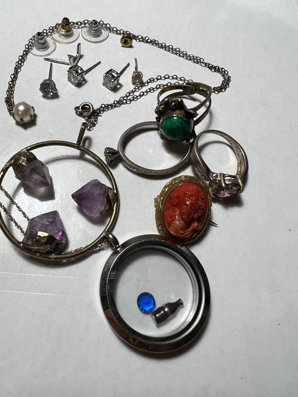 COOL BEANS Antique Brass Jewelry Lot w/ Bonus Sterling Silver & Fashion Pieces
