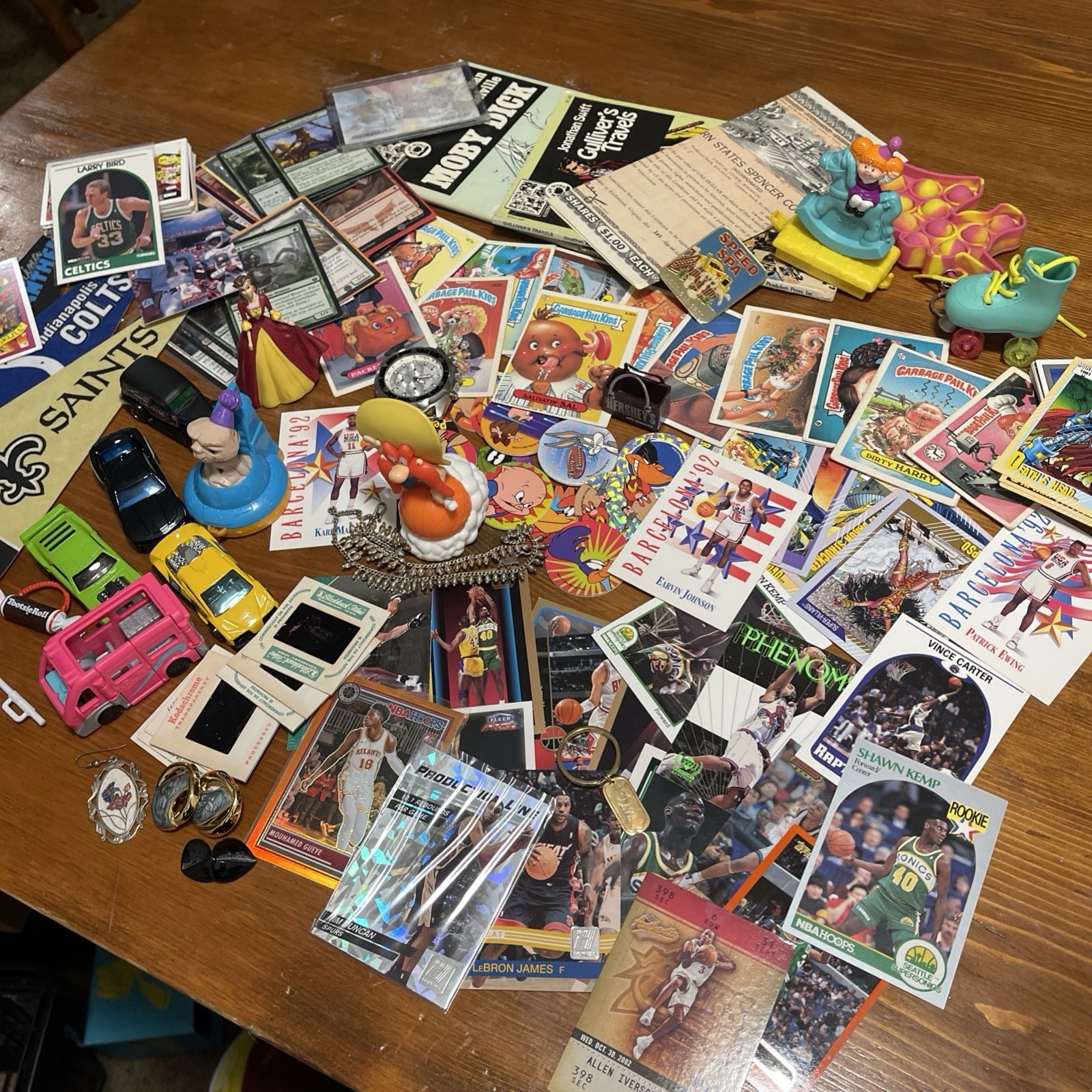 Vintage Junk Drawer Lot – Toys, Cards, GPK, Keychains, Watches, Jewelry, Phone