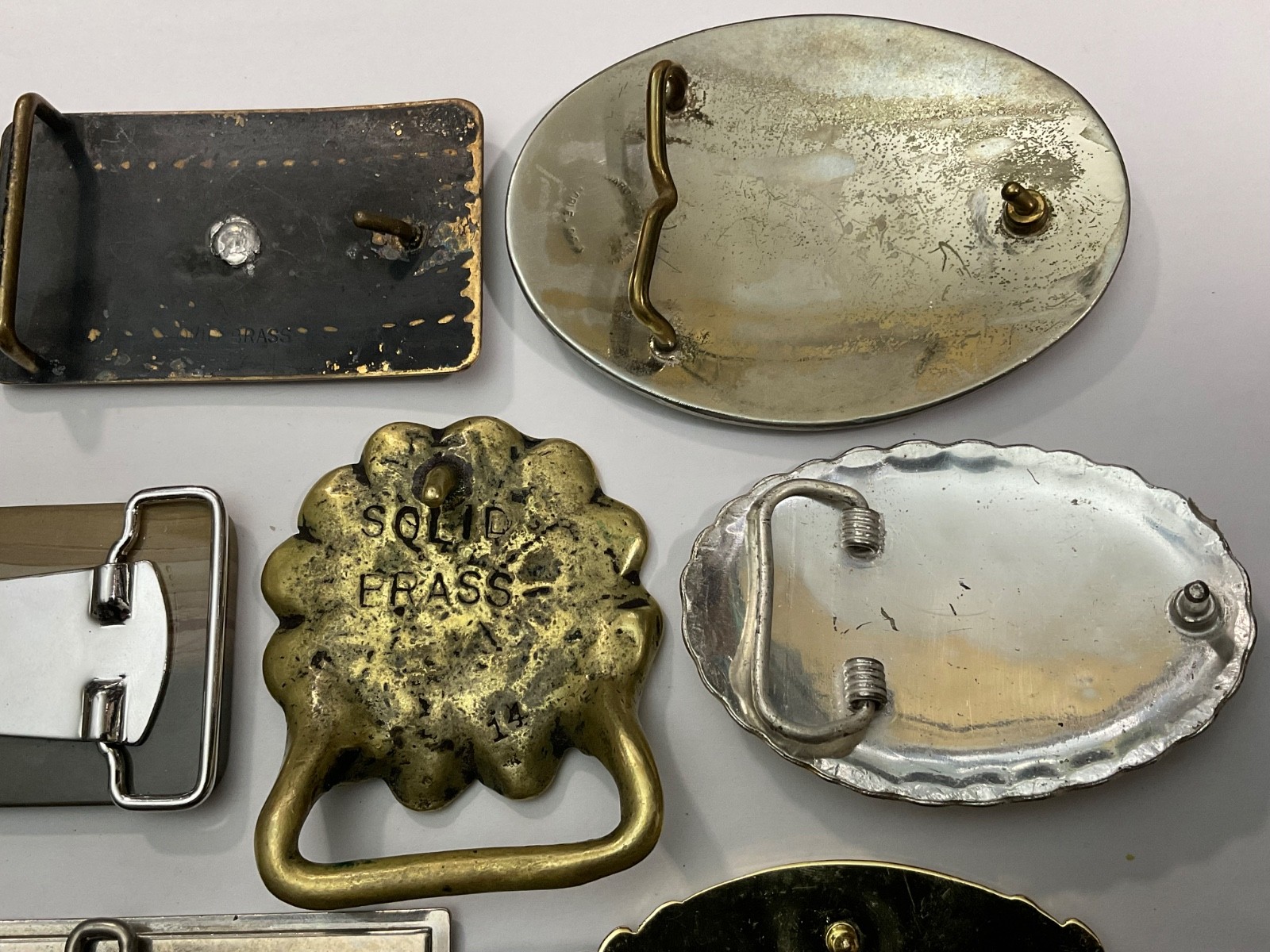 Junk Drawer Lot 10 Belt Buckles Solid Brass Jim Beam Vintage Mixed Lot Retro