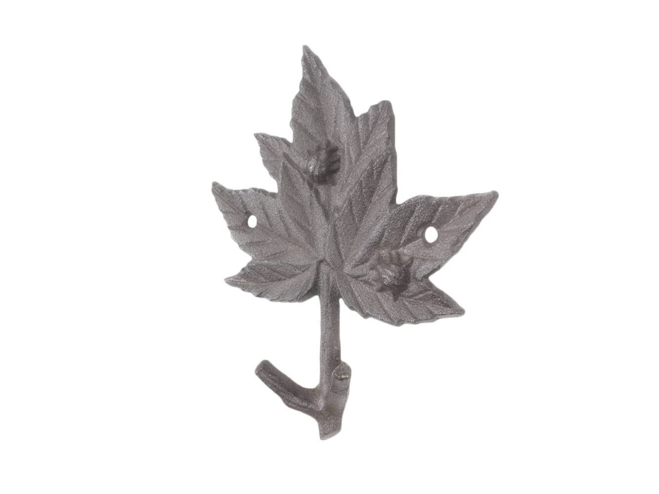 Handcrafted Nautical Cast Iron Birch Leaf Metal Hooks 6.5″
