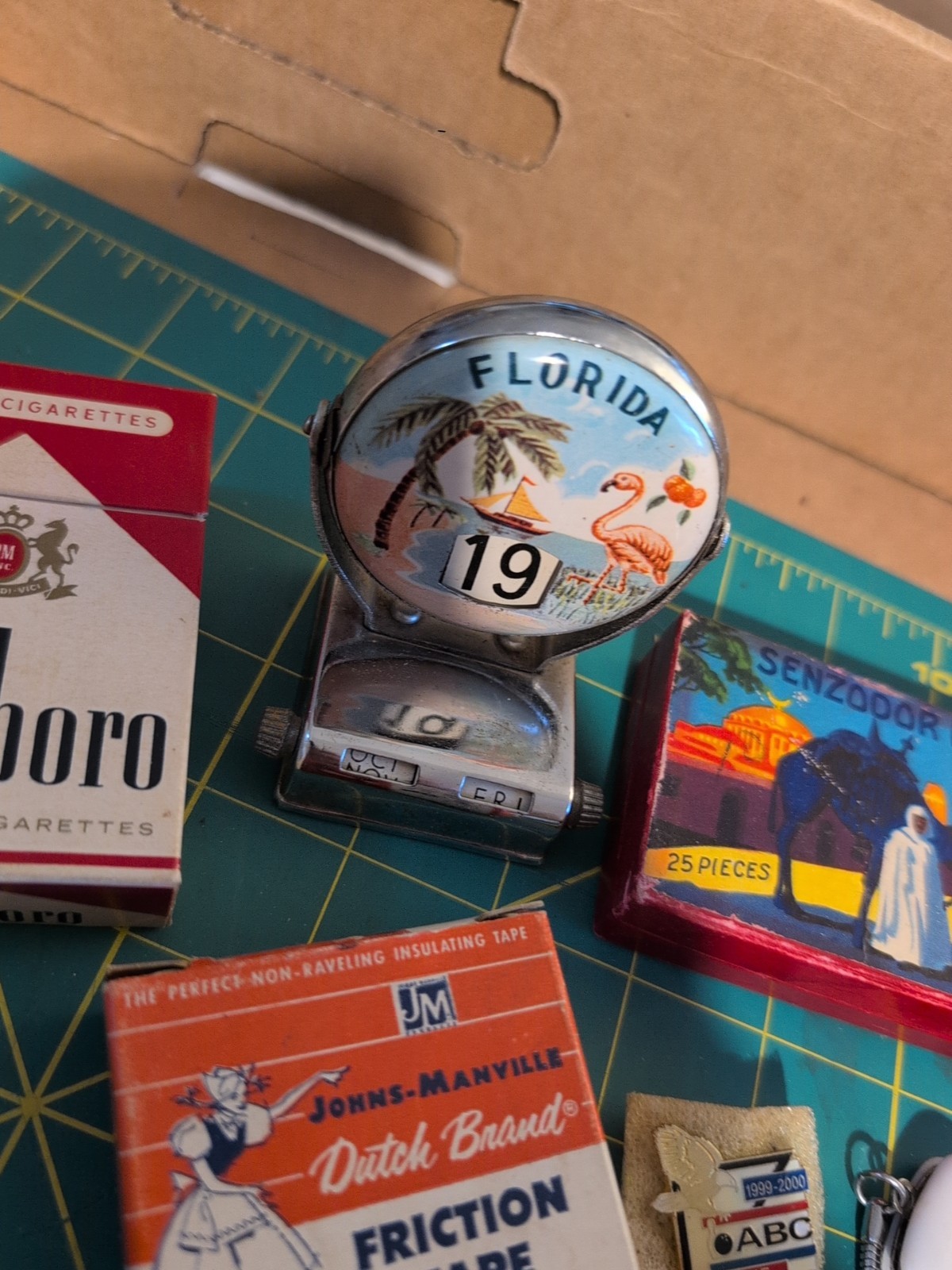 Vintage Junk Drawer Estate Lot Milton Watkins Marlboro Incense Florida Calendar