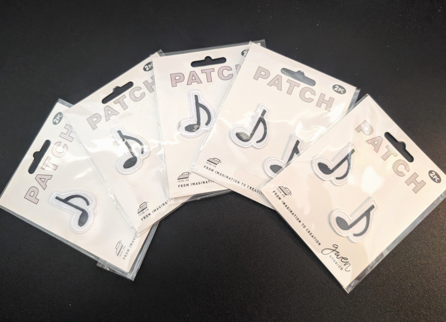 NEW LOT 10 iron-on fabric embroidered patches MUSIC NOTES