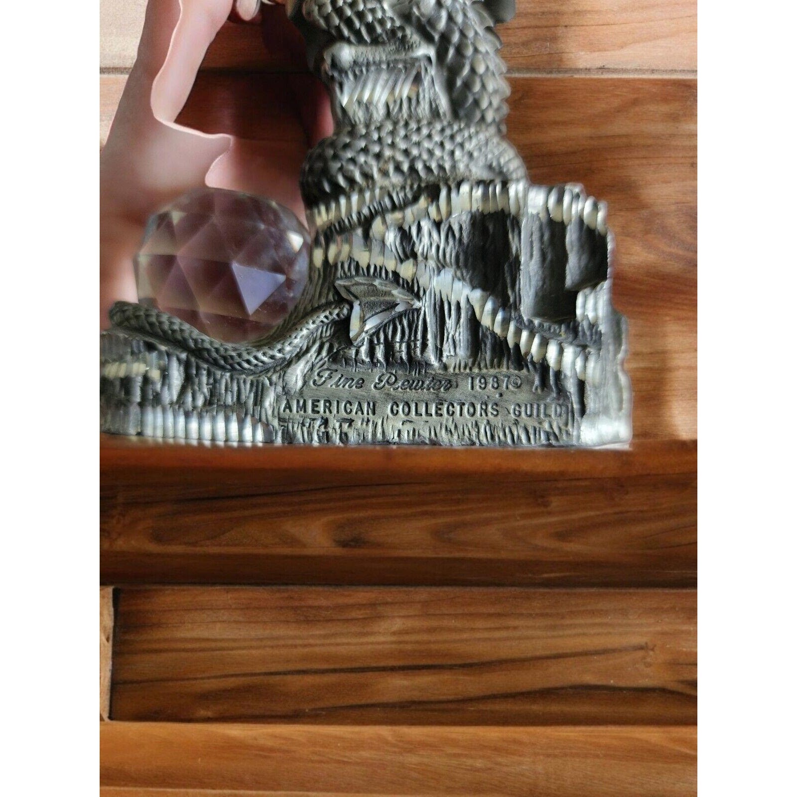 Majestic Dragon pewter Figurine with Crystal Base – Unleash Your Fantasy Decor