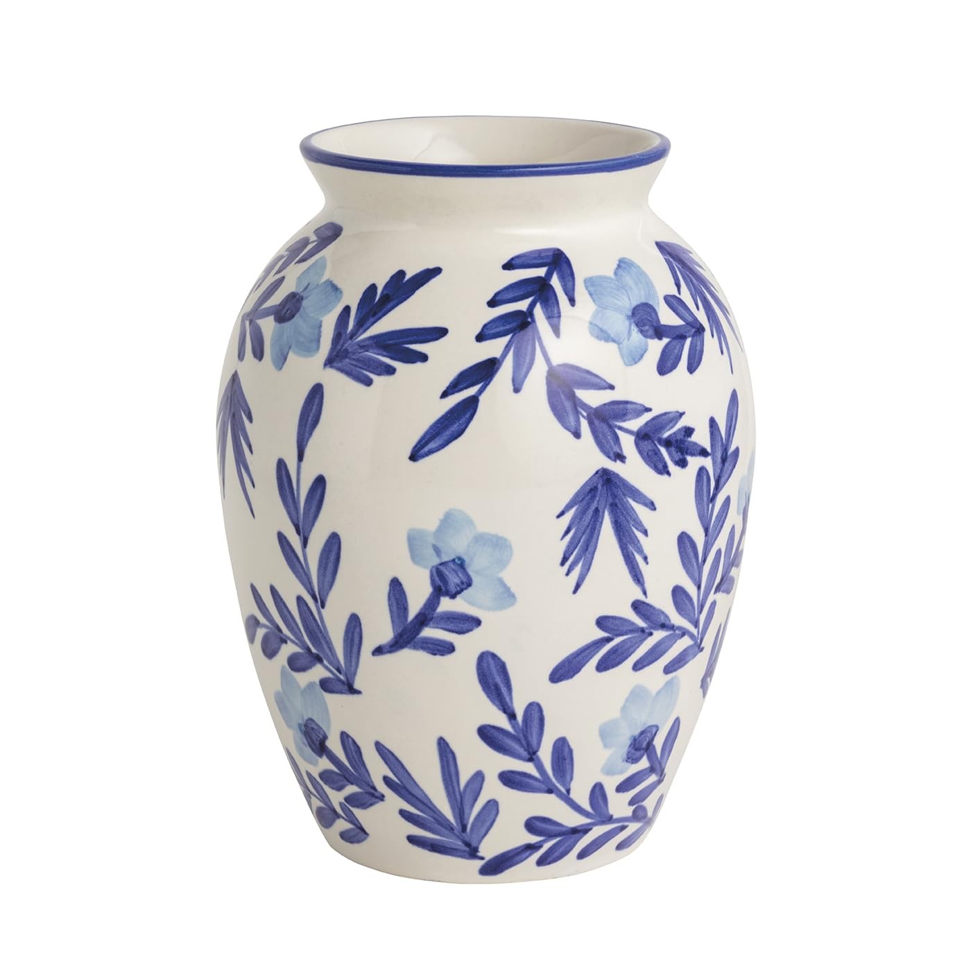 Mud Pie Stoneware Blue Vine Medium Vase