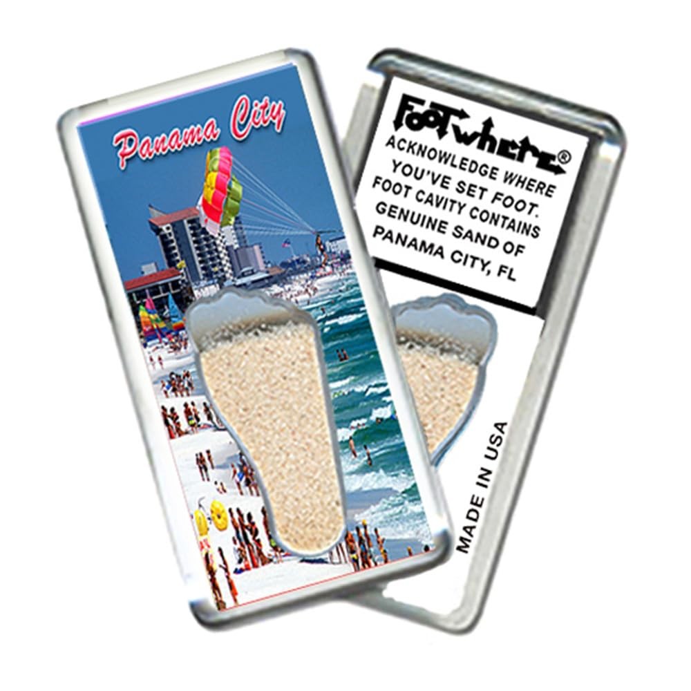 FootWhere Panama City Magnet PC203 – @DaBeach, Authentic Souvenir with Soil