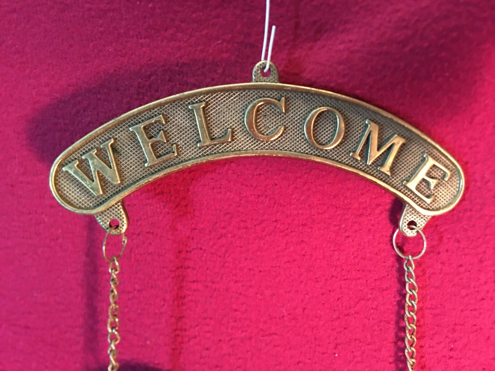 VTG Brass Sign Front Door Welcome and Apple