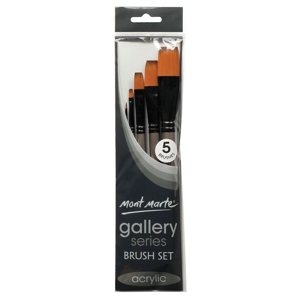 Mont Marte Gallery Series Acrylic Brush Set, 5-Piece Synthetic Hair for Acrylics