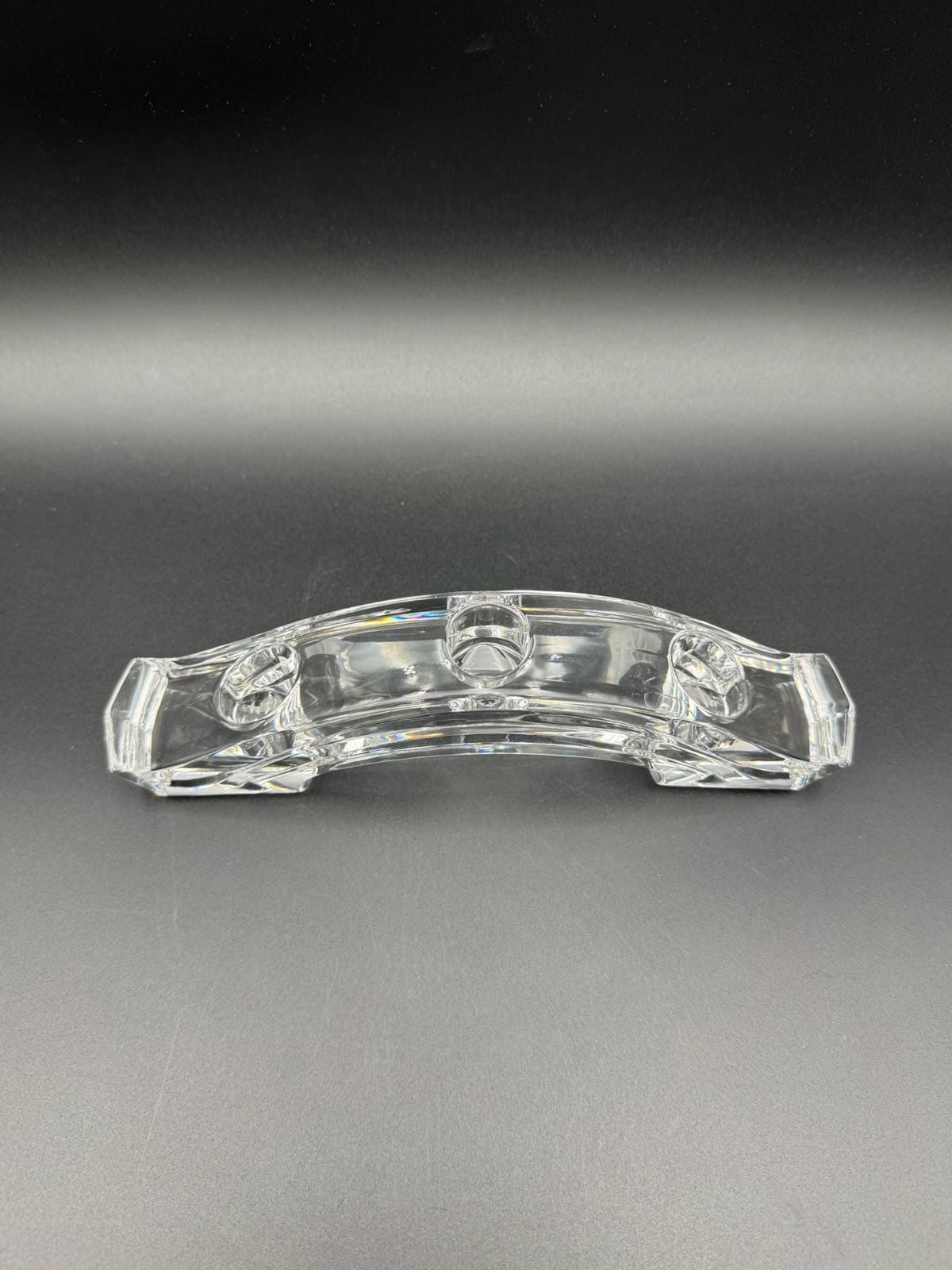 Crystal Clear Triple Candle Holder – Glass Centerpiece, 8.75” x 2.5”