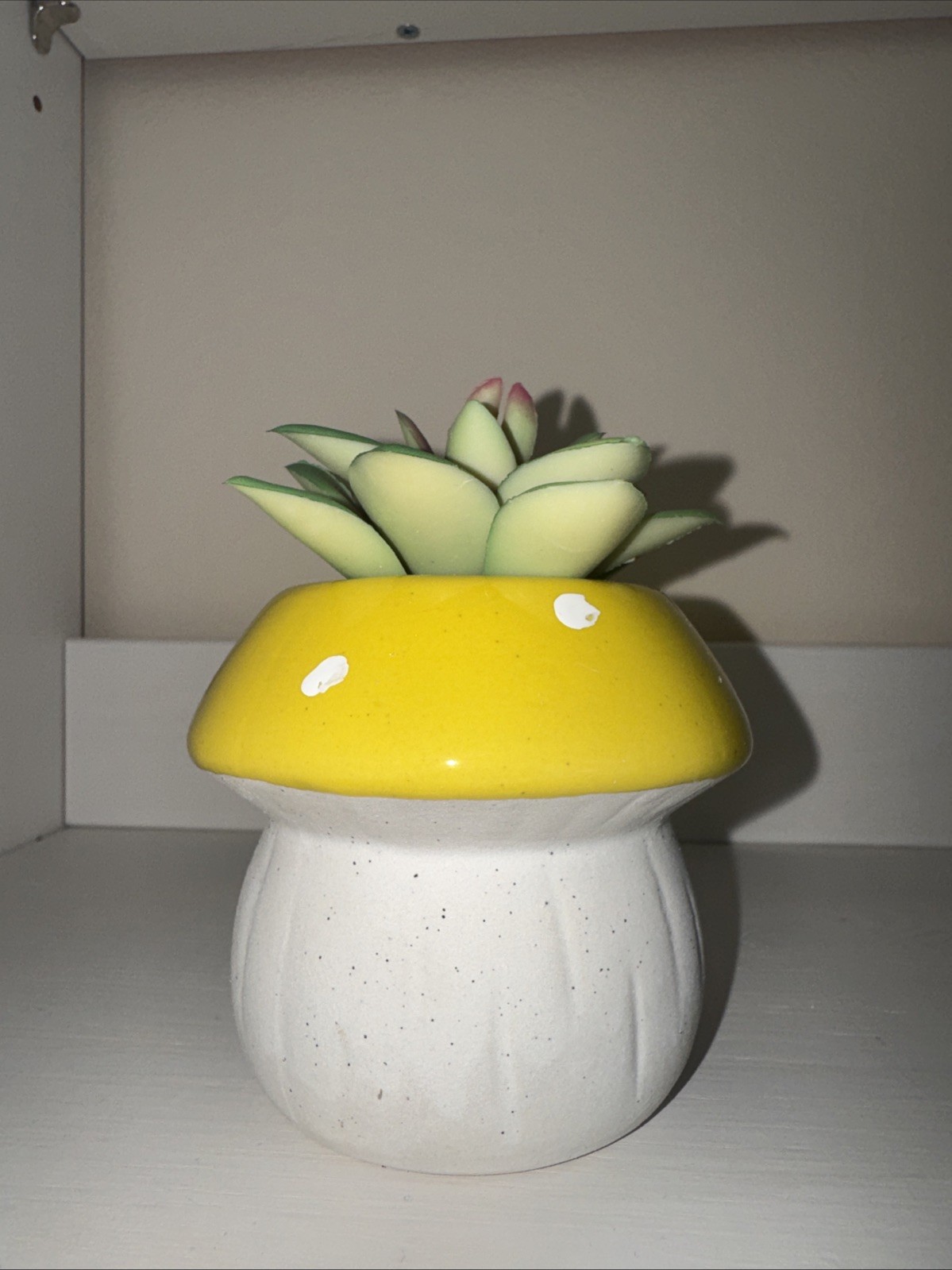 Yellow Mushroom Succulent Pot Faux Mini Plant Desk Decor