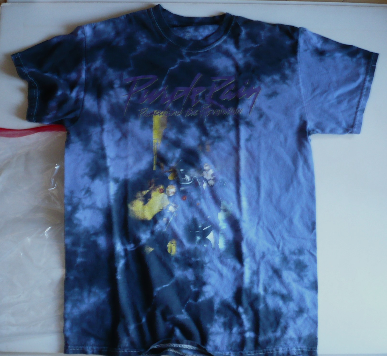 PRINCE PURPLE RAIN, VINTAGE ROCK POP T-SHIRT TIE DYE MARBLED PURPLE (M) MEDIUM