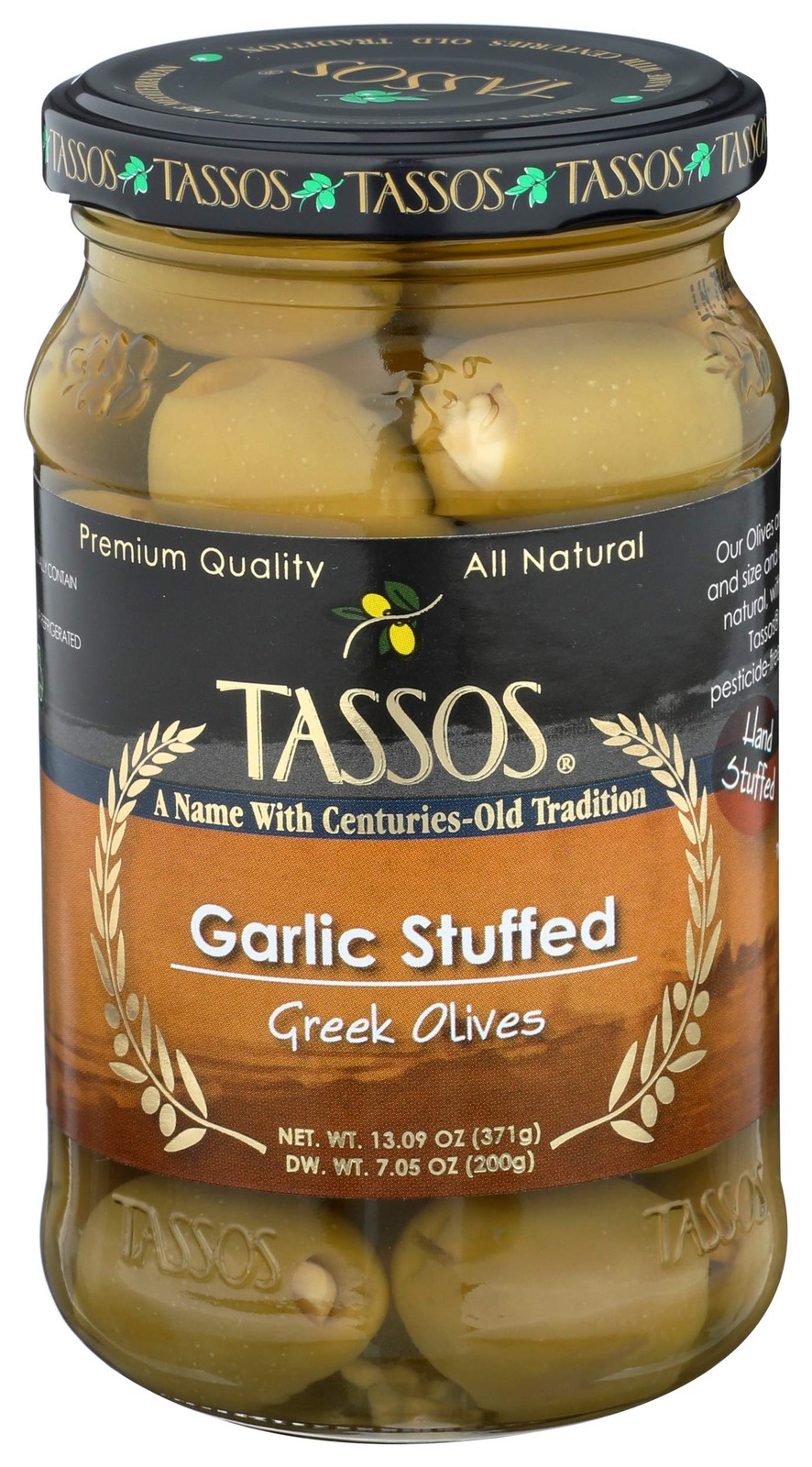 TASSOS Garlic Stuffed Olives, 13.09 OZ