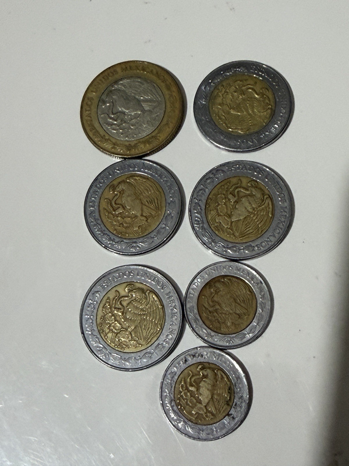 MEXICO Pesos 1 5 10 Lot Of 7 vintage Coins Mexican