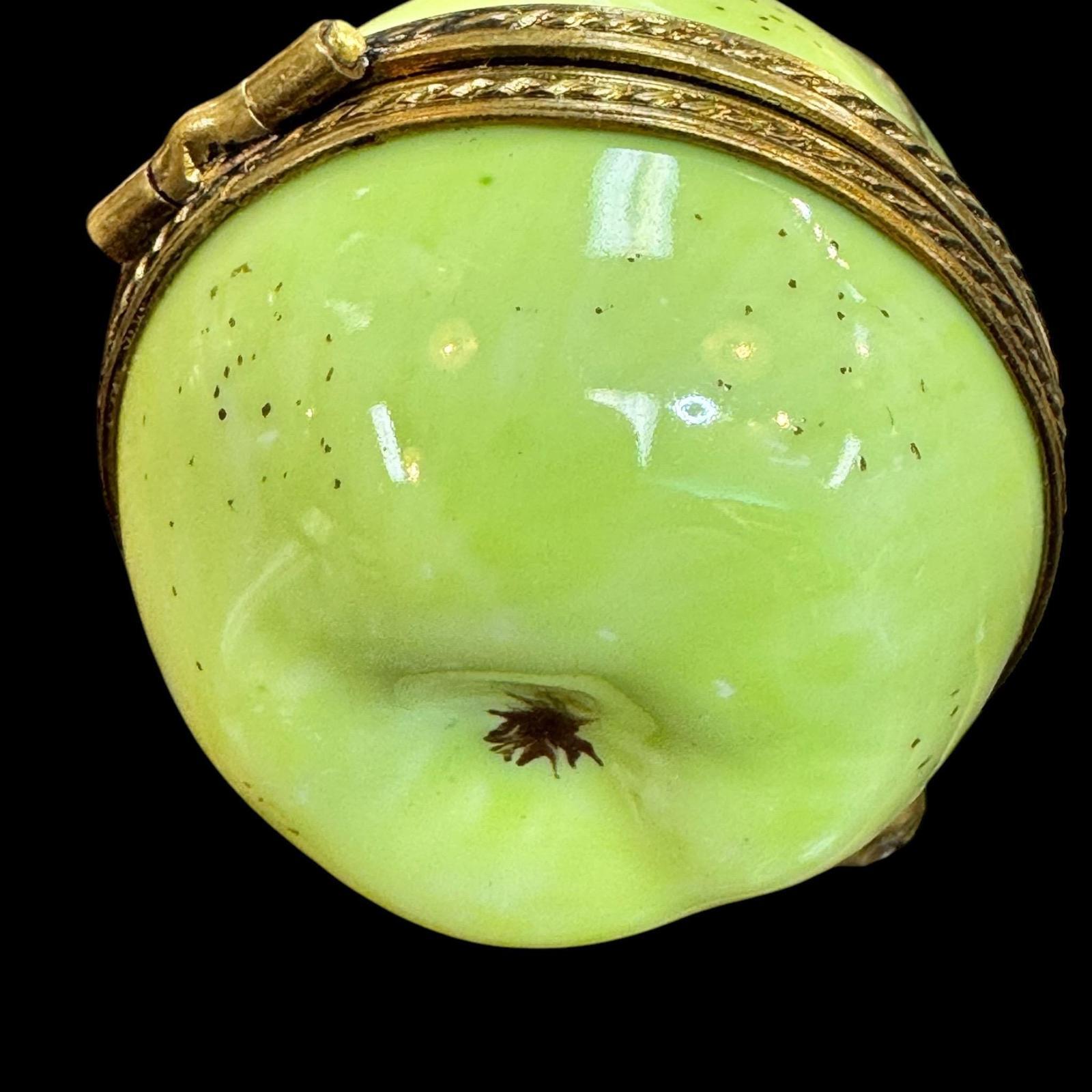 Vintage Limoges Hand Painted Green Apple Box