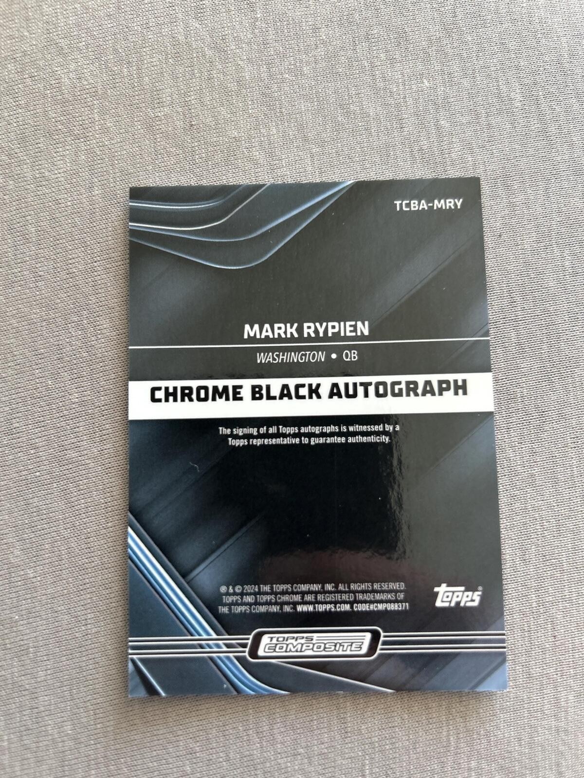 Mark Rypien 2023 Topps Composite Chrome Black Signed Autographed Card 41/99