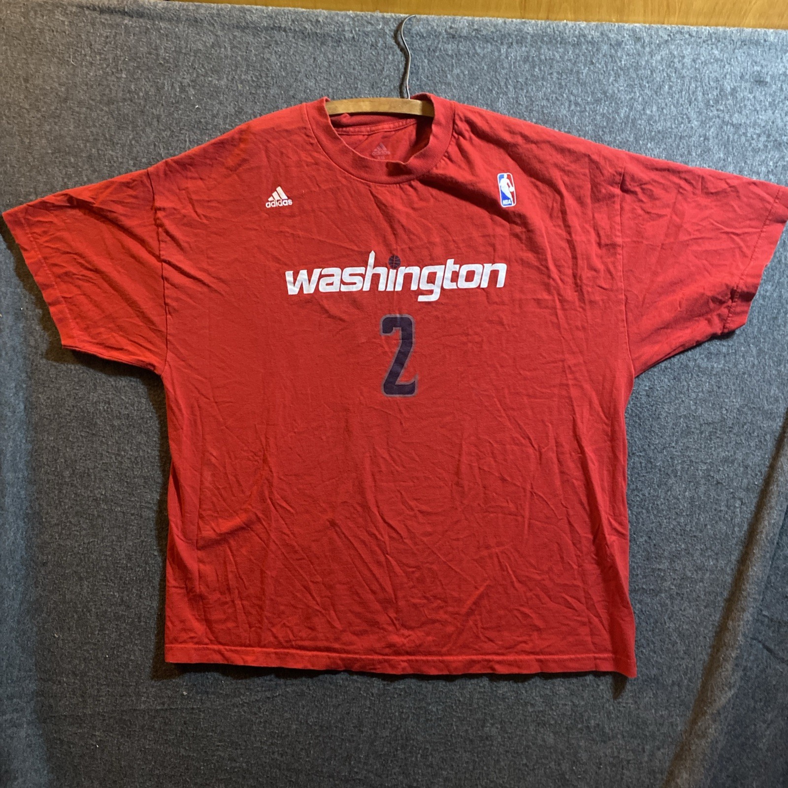 Washington Wizards Adidas Men’s T-Shirt 2XL Red Short Sleeve John Wall Team NBA