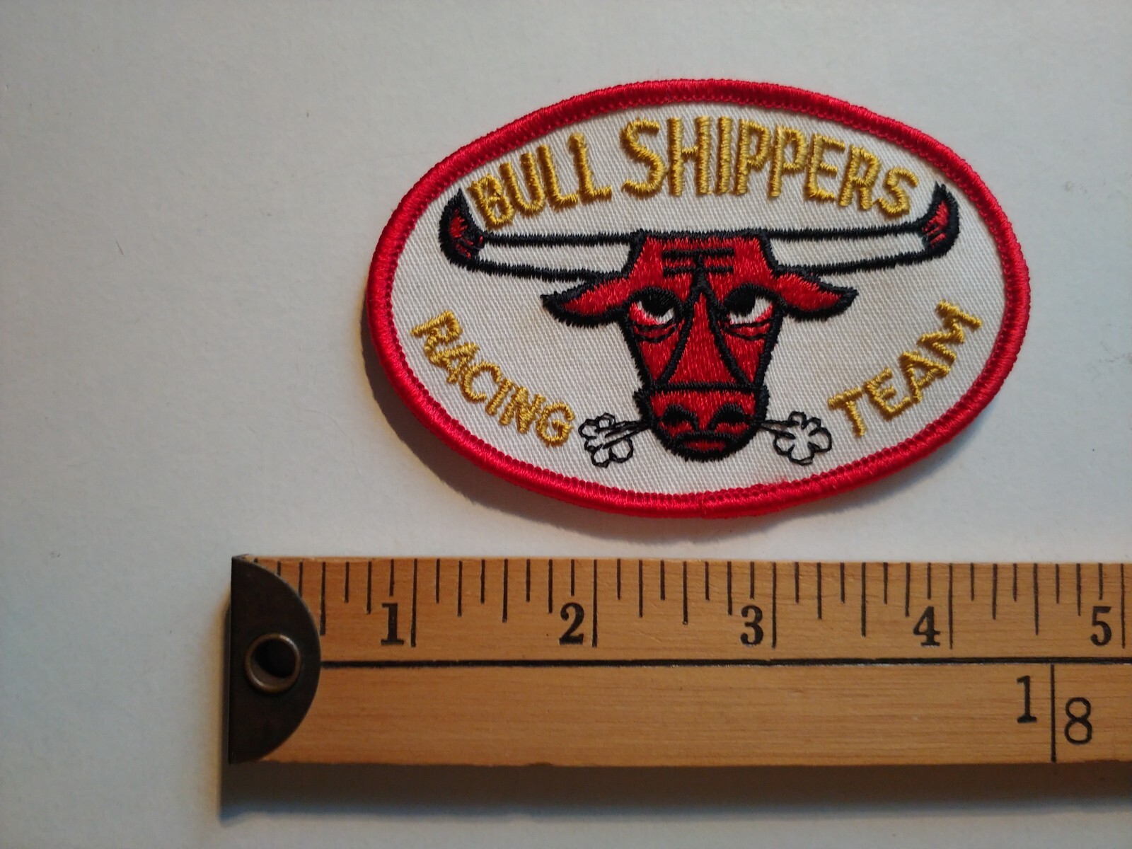 70S VINTAGE RARE JOKE FUNNY PATCH CREST BADGE BULL SHIPPERS RACING TEAM