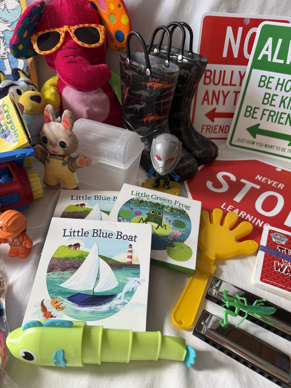 Huge Lot Of Preschool Kids Odds & Ends Toys Rain boots Bluey Slippers READ MORE