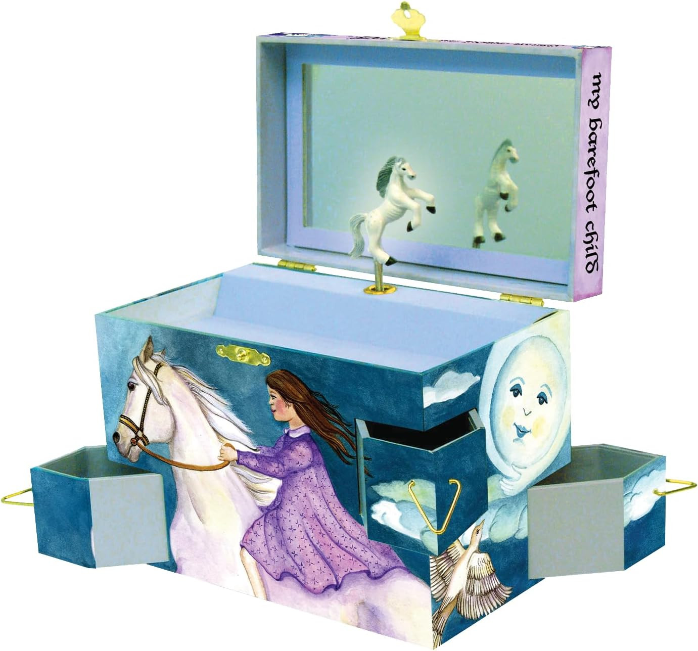 Discover Your World Musical Jewelry Box Horse Spins to Clair De Lune 3 Pullout D