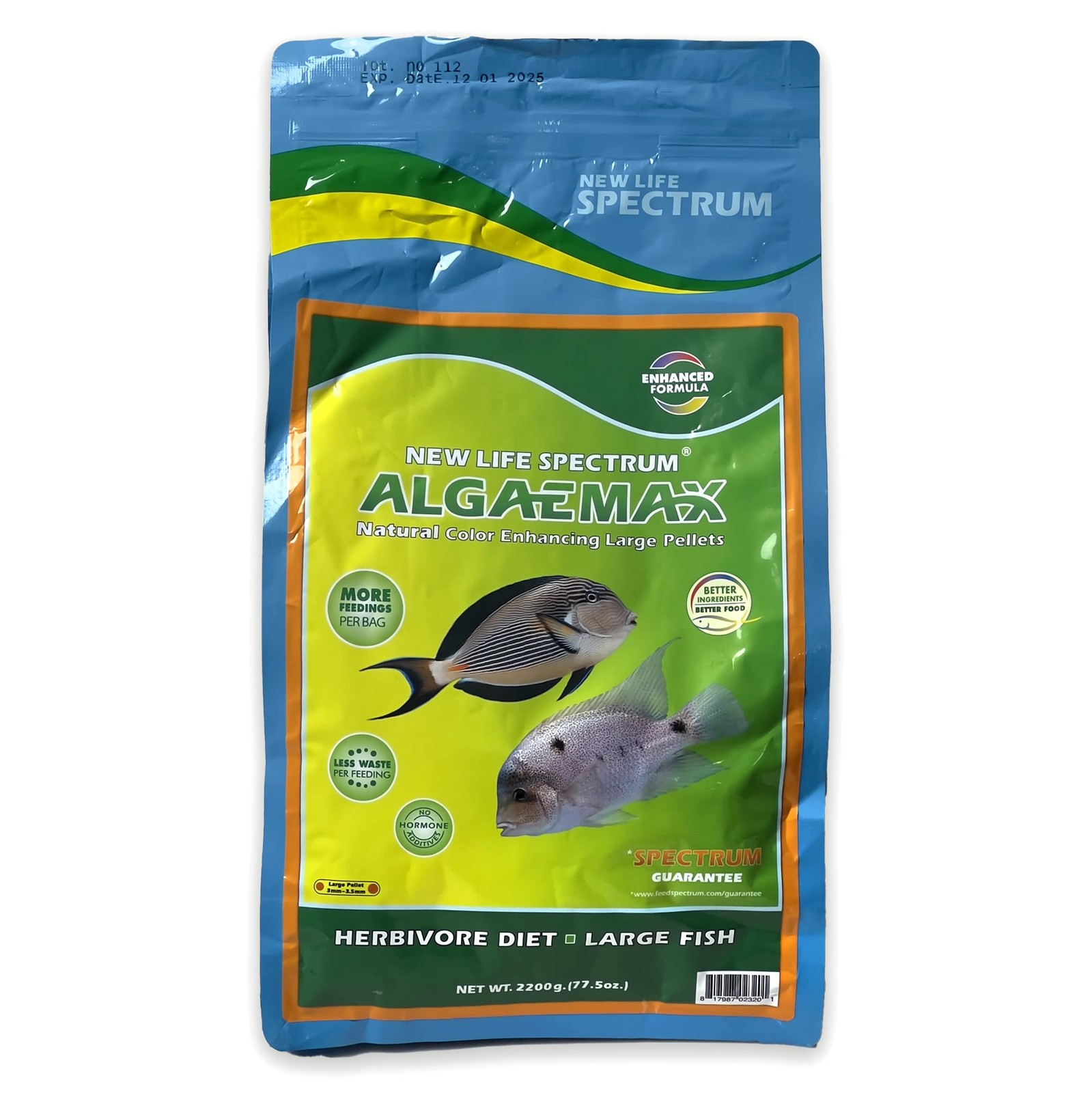 New Life Spectrum Algaemax Large Pellets Fish Food Bag 2200g.