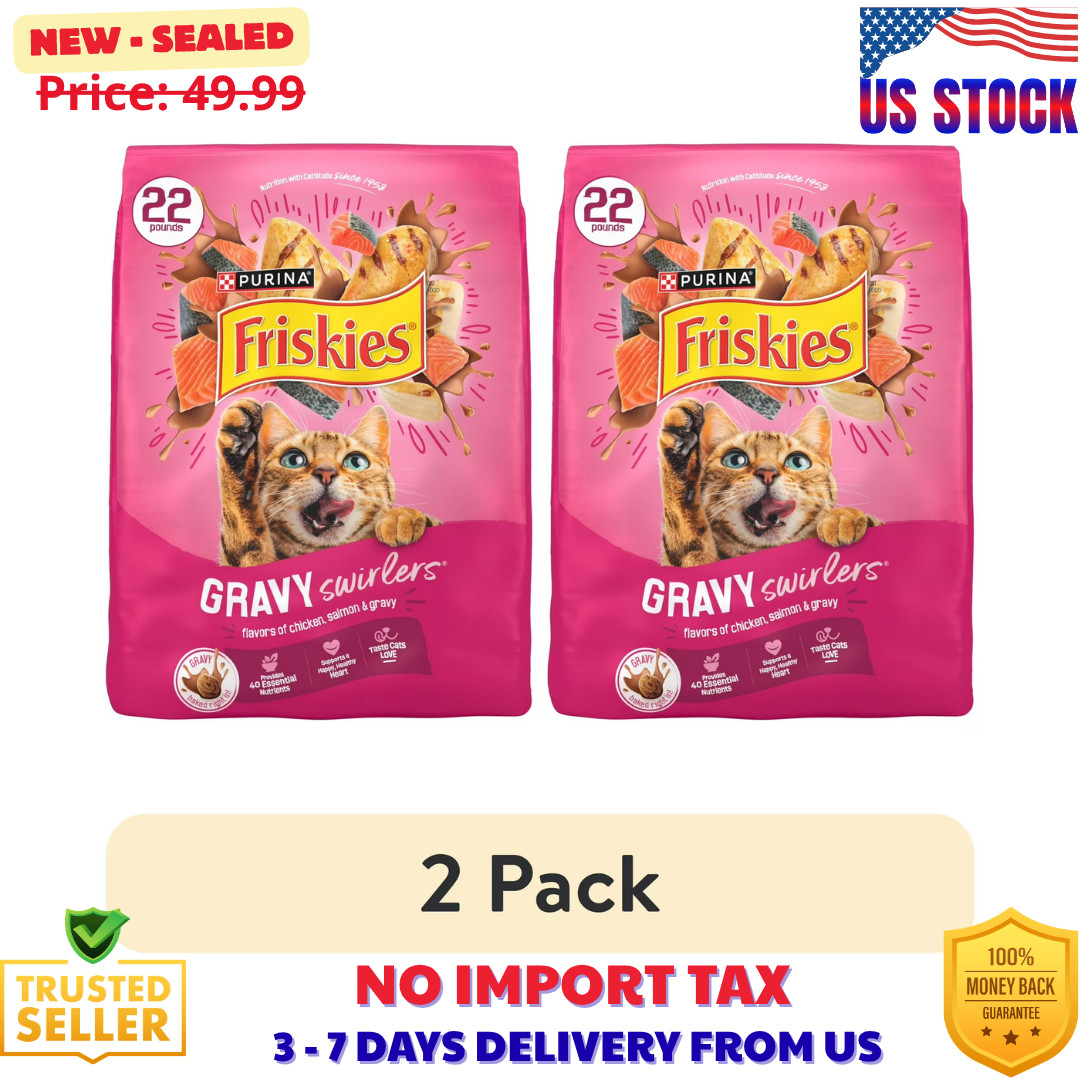 (2 pack) Purina Friskies Gravy Swirlers Dry Cat Food Flavors of Chicken,22lb Bag