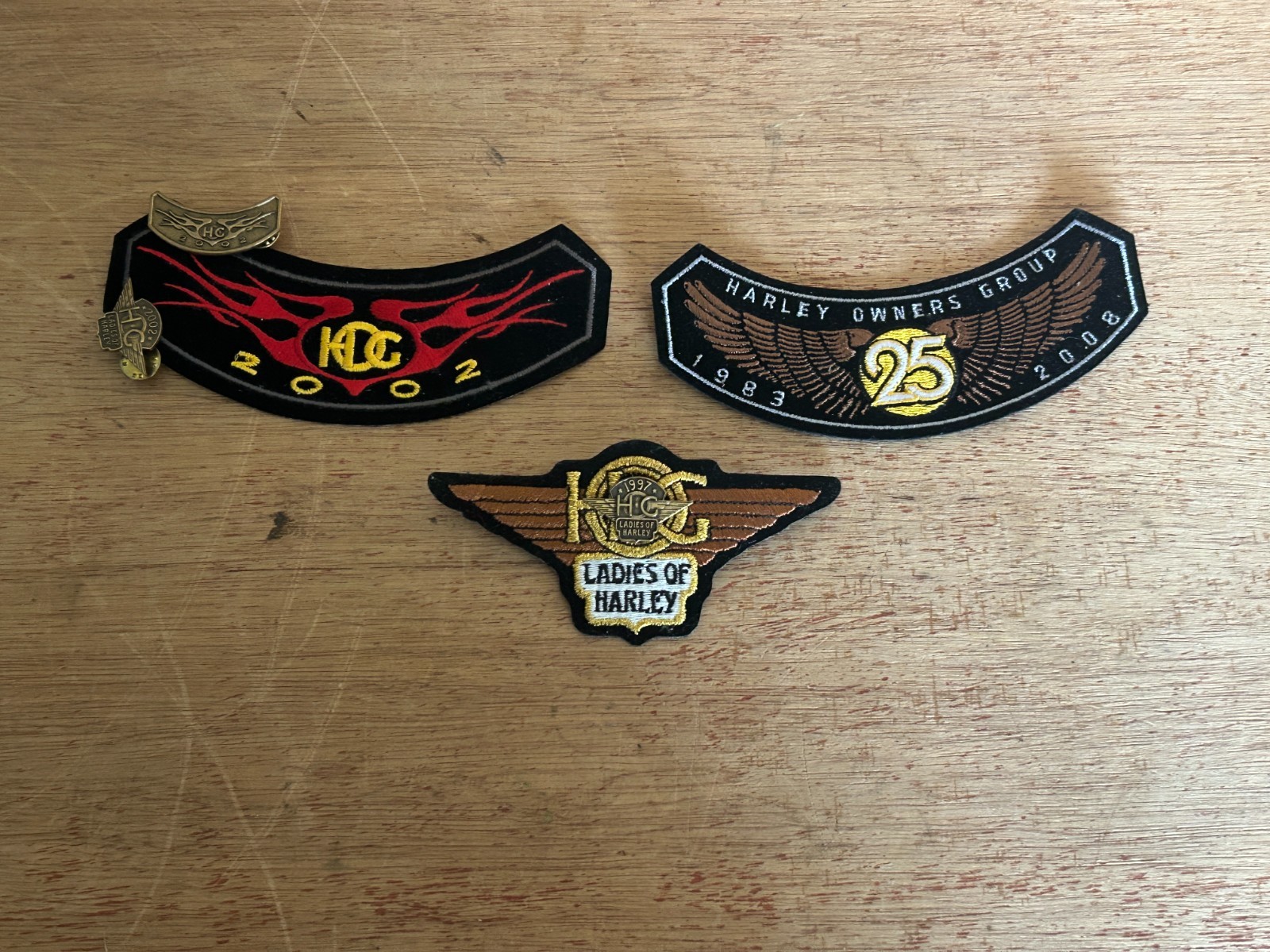 Harley Davidson Patch Pin Junk Drawer Lot 1997 Ladies 1983-2008 Wings 2002 HOG
