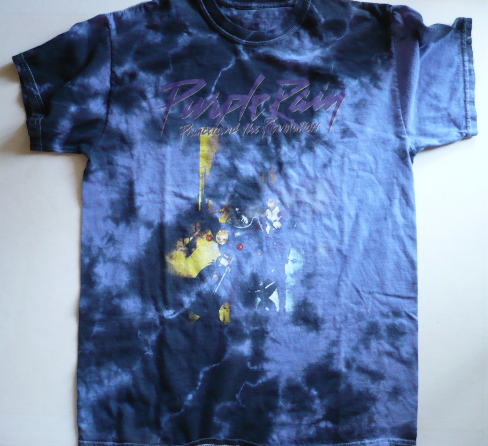 PRINCE PURPLE RAIN, VINTAGE ROCK POP T-SHIRT TIE DYE MARBLED PURPLE (M) MEDIUM