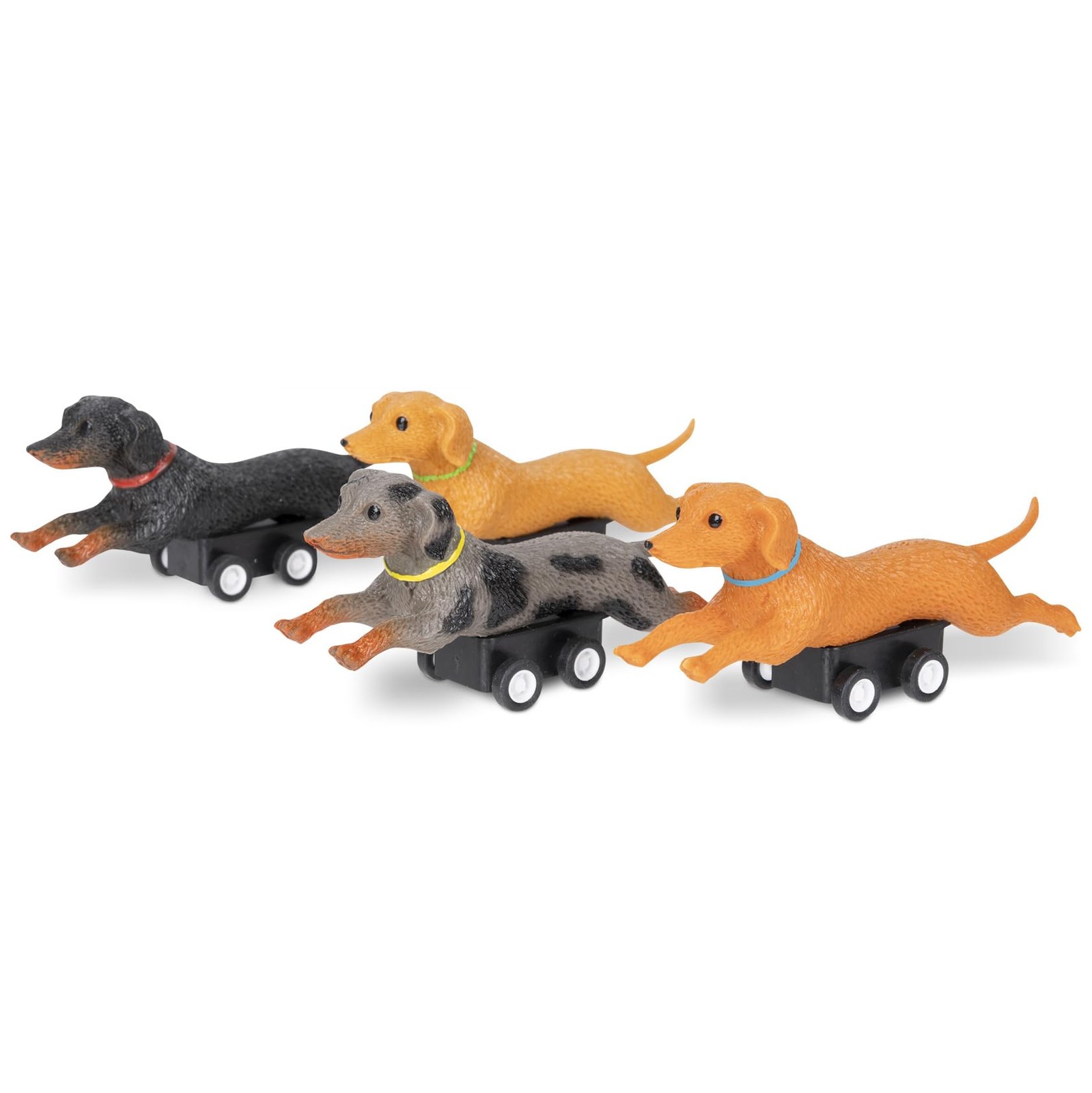 Archie McPhee Racing Wiener Dogs, 4-Pack Mini Soft Vinyl Dachshund Collectibles