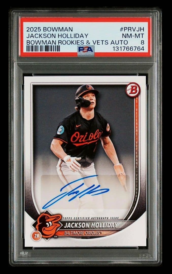 Jackson Holiday Bowman Auto PSA 8 Rookie Card Orioles NM-MT